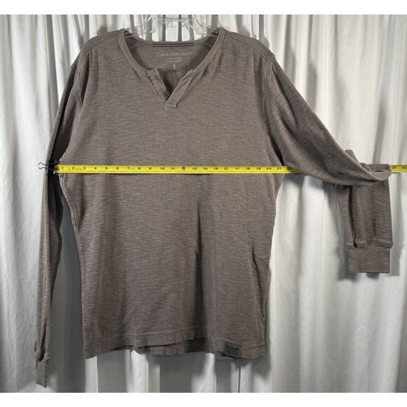 Calvin Klein Cotton Long Sleeve T-Shirt Taupe L sustainable casual 77-22 - Picture 11 of 14